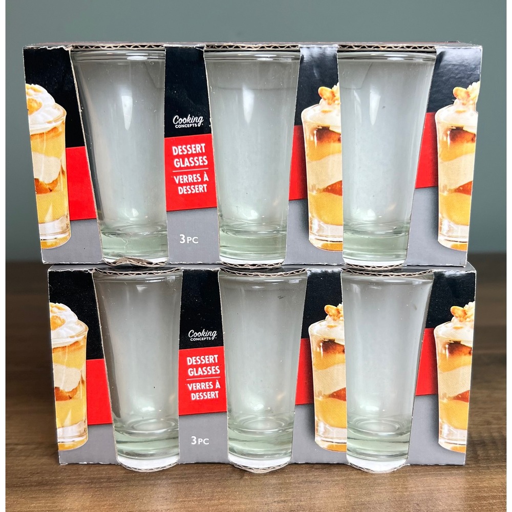 Cooking Concepts Dessert Glasses Clear Glass Shooters 2 Packs of 3 Total 6 Pcs